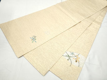 平和屋着物●西陣　宮階織物　宮繍苑　里葉　太鼓柄袋帯　流水花文　金銀糸　正絹　逸品　CABE8675hy