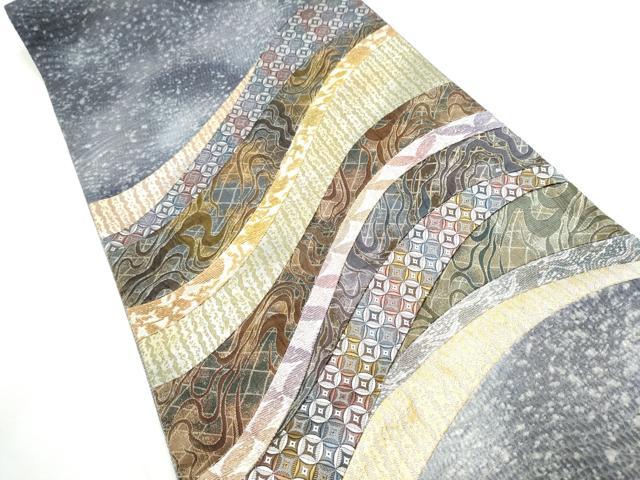 平和屋着物●両方向　両面　太鼓柄袋帯　金華山織　切嵌　流水吉祥文　金銀糸　正絹　逸品　CABE8684hy