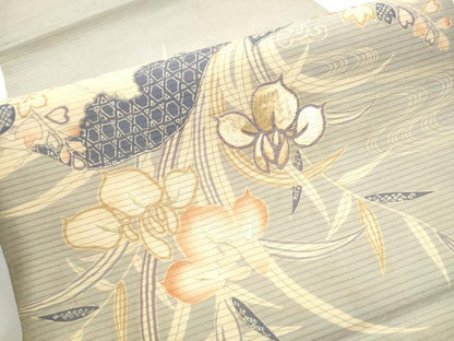 平和屋着物●アンティーク　大正ロマン　全通柄　京袋帯　駒刺繍　引き抜き帯　正絹　逸品　CABE8688hy