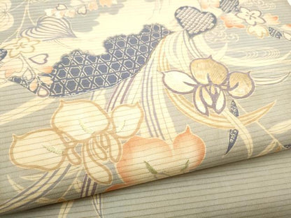 平和屋着物●アンティーク　大正ロマン　全通柄　京袋帯　駒刺繍　引き抜き帯　正絹　逸品　CABE8688hy
