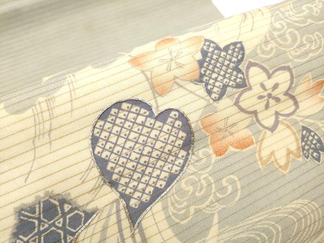 平和屋着物●アンティーク　大正ロマン　全通柄　京袋帯　駒刺繍　引き抜き帯　正絹　逸品　CABE8688hy