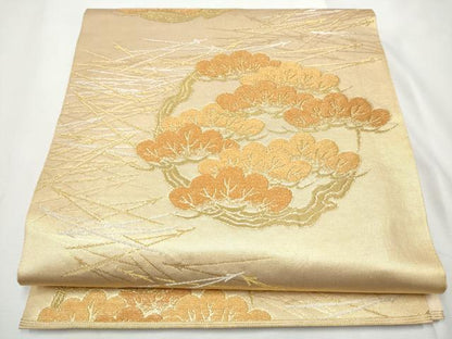 平和屋着物●西陣　川島織物　六通柄　本袋帯　松　金銀糸　正絹　逸品　CABE8689hy