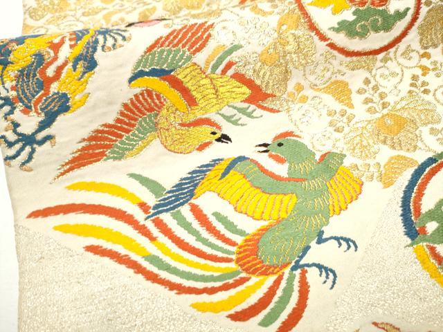 平和屋着物●六通柄　本袋帯　唐織　花鳥丸文　金糸　正絹　逸品　CABE8693hy