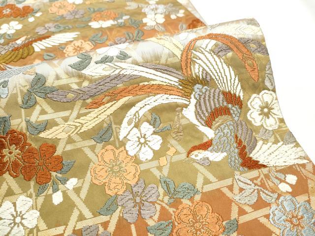 平和屋着物●六通柄袋帯　唐織　鳳凰糸巻き花文　金糸　正絹　逸品　CABE8701hy