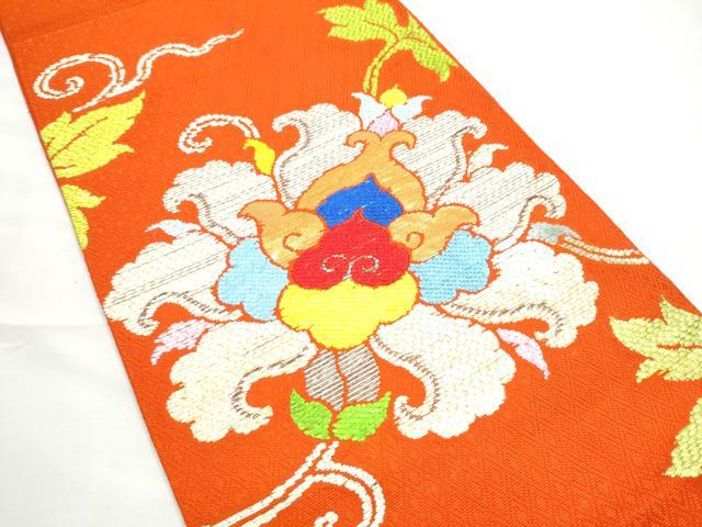 平和屋着物●龍村平蔵製　六通柄　本袋帯　絲入二重菱大牡丹　金銀糸　正絹　逸品　CABE8704hy 平和屋着物○龍村平蔵製 六通柄 本袋帯 名物いちご 金銀糸 正絹 逸品