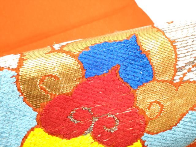 平和屋着物●龍村平蔵製　六通柄　本袋帯　絲入二重菱大牡丹　金銀糸　正絹　逸品　CABE8704hy 平和屋着物○龍村平蔵製 六通柄 本袋帯 絲入二重