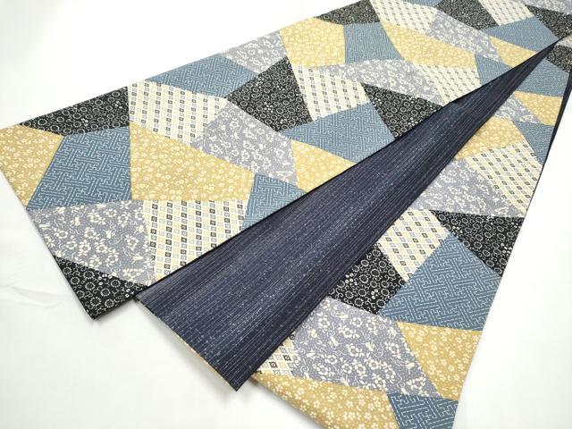 平和屋着物●本場大島紬　両面　全通柄袋帯　切嵌吉祥花文　正絹　逸品　CABE8709hy