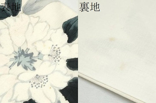 平和屋着物●太鼓柄袋帯　手描き　紬地　休み鳥枝花文　正絹　逸品　CABE8712hy 平和屋着物○太鼓柄袋帯 手描き 紬地 休み鳥枝花文 正絹 逸品