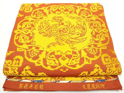 平和屋着物●龍村平蔵製　全通柄　本袋帯　御軾鳳凰文錦　正絹　逸品　CABE8716hy