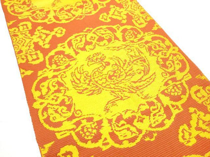 平和屋着物●龍村平蔵製　全通柄　本袋帯　御軾鳳凰文錦　正絹　逸品　CABE8716hy