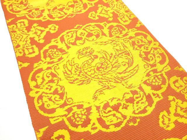 平和屋着物●龍村平蔵製　全通柄　本袋帯　御軾鳳凰文錦　正絹　逸品　CABE8716hy