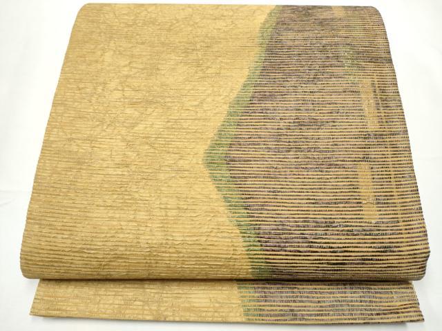 平和屋着物●六通柄袋帯　霞文　金糸　正絹　逸品　CABE8723hy