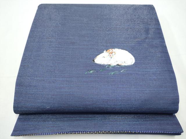 平和屋着物●両面　全通柄袋帯　作家物　夢黄盧染　横段文　金糸　さが美扱い　正絹　逸品　CABE8754hy