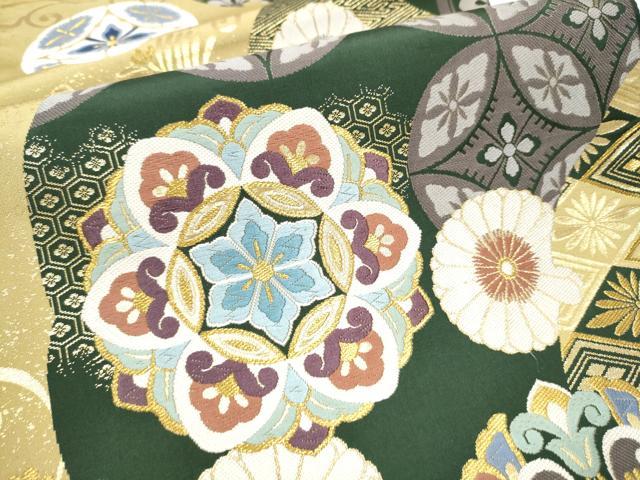 平和屋着物●六通柄袋帯　大雪輪取華文　金糸　正絹　逸品　CABE8757hy