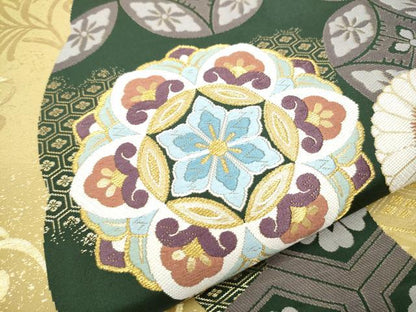 平和屋着物●六通柄袋帯　大雪輪取華文　金糸　正絹　逸品　CABE8757hy