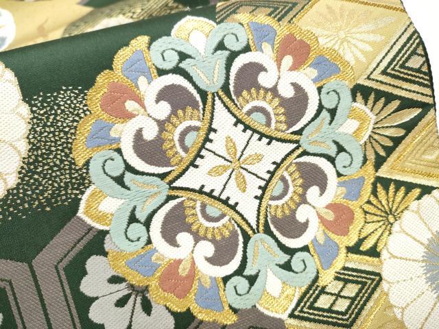平和屋着物●六通柄袋帯　大雪輪取華文　金糸　正絹　逸品　CABE8757hy