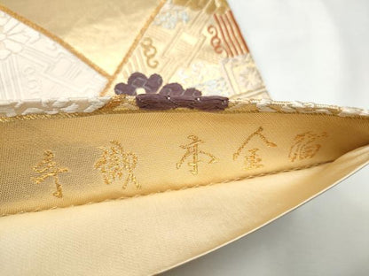 平和屋着物▼西陣　河合美術織物謹製　六通柄袋帯　唐織　手織　能衣錦　本金箔　正絹　逸品　CABE8759hy