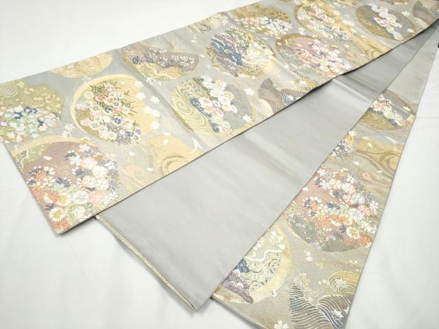 平和屋着物●六通柄袋帯　唐織　花丸文　金糸　正絹　逸品　CABE8760hy