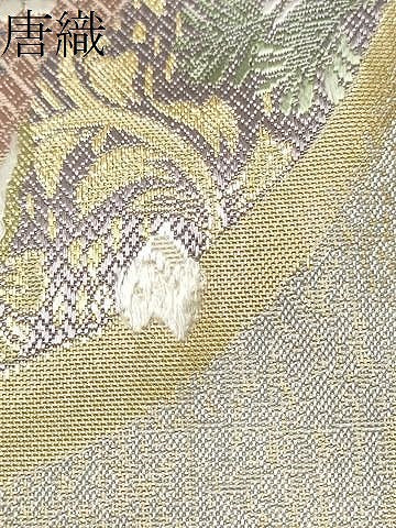平和屋着物●六通柄袋帯　唐織　花丸文　金糸　正絹　逸品　CABE8760hy