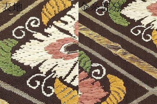 平和屋着物●全通柄　本袋帯　唐織　菱花文　金糸　正絹　逸品　CABE8761hy