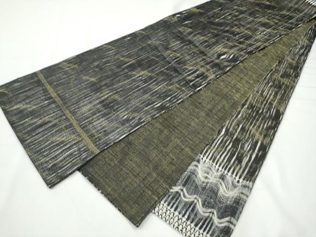 平和屋着物▽太鼓柄袋帯　スリーシーズン　春夏秋　よろけ縞　黒地　金銀糸　正絹　逸品　CABE8763hy 平和屋着物▽太鼓柄袋帯 スリーシーズン 春夏秋 よろけ縞 黒地 金