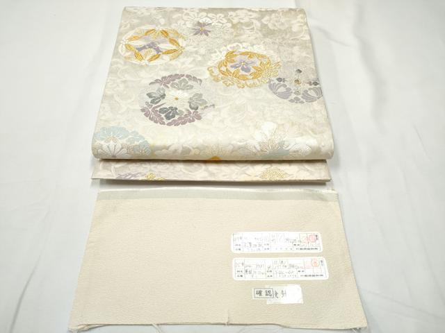平和屋着物●西陣　河瀬満織物謹製　六通柄袋帯　花丸文　金糸　証紙付き　正絹　逸品　CABE8764hy