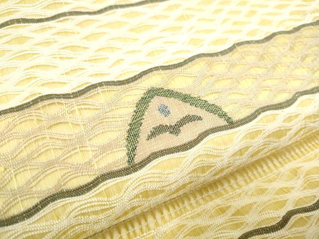 平和屋着物▽太鼓柄袋帯　スリーシーズン　春夏秋　すくい織　花唐草文　金銀糸　正絹　逸品　CABE8768hy