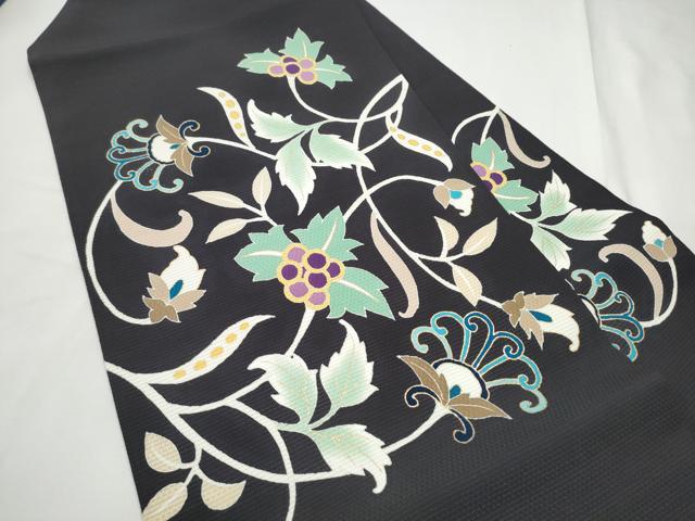 平和屋着物●九寸名古屋帯　更紗花文　金彩　正絹　逸品　CABE8777hy