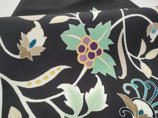 平和屋着物●九寸名古屋帯　更紗花文　金彩　正絹　逸品　CABE8777hy