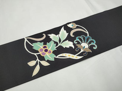 平和屋着物●九寸名古屋帯　更紗花文　金彩　正絹　逸品　CABE8777hy