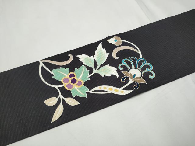 平和屋着物●九寸名古屋帯　更紗花文　金彩　正絹　逸品　CABE8777hy
