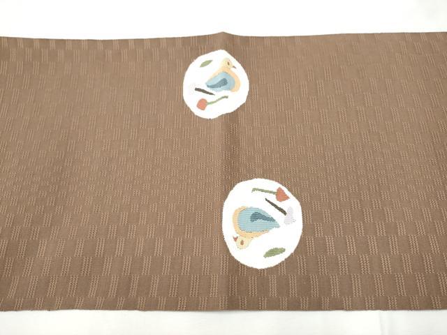 平和屋着物●八寸名古屋帯　すくい織　花鳥丸文　正絹　逸品　CABE8780hy