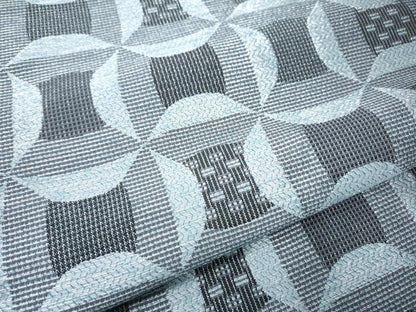 平和屋着物●本場筑前博多織　八寸名古屋帯　幾何学文様　銀糸　正絹　逸品　CABE8785hy