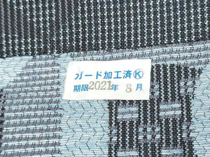 平和屋着物●本場筑前博多織　八寸名古屋帯　幾何学文様　銀糸　正絹　逸品　CABE8785hy