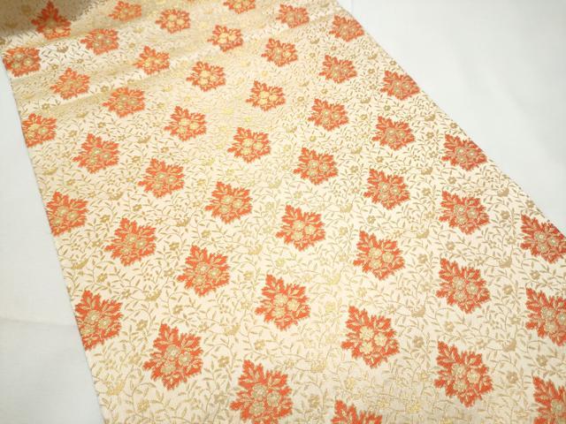 平和屋着物●龍村美術織物　九寸開き名古屋帯　五葉華文　金糸　正絹　逸品　CABE8787hy