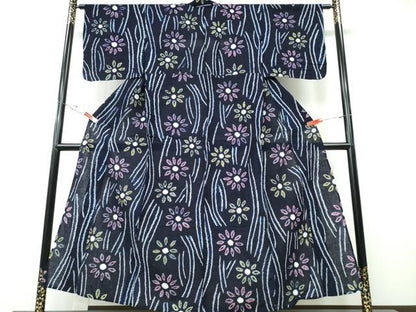 平和屋着物∴夏物　浴衣　有松鳴海絞り　流水菊文　綿　逸品　CABE8802ng