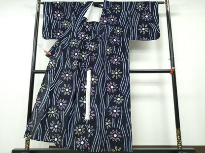 平和屋着物∴夏物　浴衣　有松鳴海絞り　流水菊文　綿　逸品　CABE8802ng