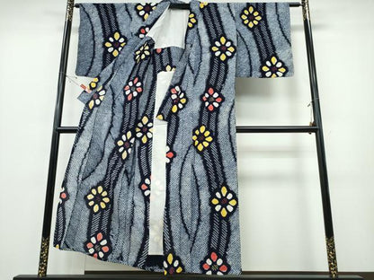 平和屋着物∴夏物 浴衣 有松鳴海絞り よろけ縞花菱文 綿 逸品 CABE8803ng