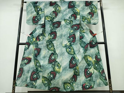 平和屋着物∴夏物 浴衣 有松鳴海絞り 孔雀羽文 綿 逸品 未使用 CABE8808ng