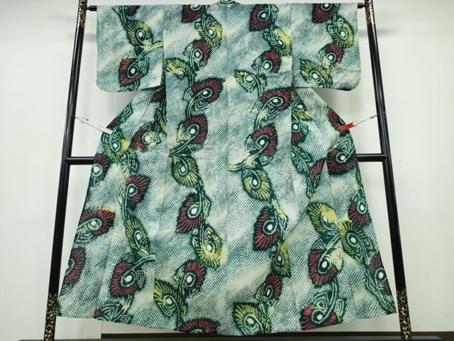 平和屋着物∴夏物 浴衣 有松鳴海絞り 孔雀羽文 綿 逸品 未使用 CABE8808ng