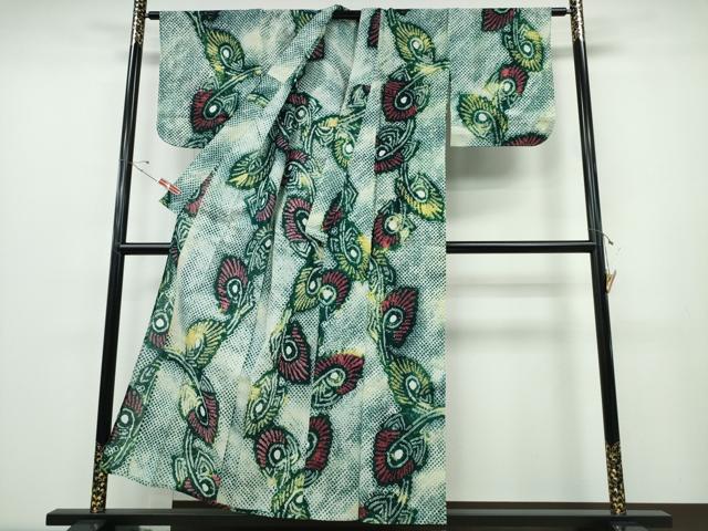 平和屋着物∴夏物 浴衣 有松鳴海絞り 孔雀羽文 綿 逸品 未使用 CABE8808ng