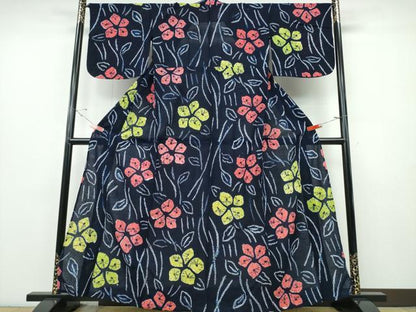 平和屋着物∴夏物 浴衣 有松鳴海絞り 草花文 綿 逸品 CABE8817ng
