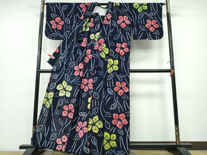 平和屋着物∴夏物 浴衣 有松鳴海絞り 草花文 綿 逸品 CABE8817ng