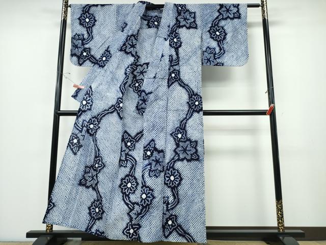 平和屋着物∴夏物 浴衣 有松鳴海絞り 舞花文 綿 逸品 CABE8820ng