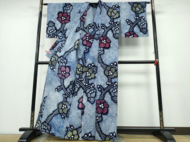 平和屋着物∴夏物 浴衣 有松鳴海絞り 枝花文 綿 逸品 CABE8823ng