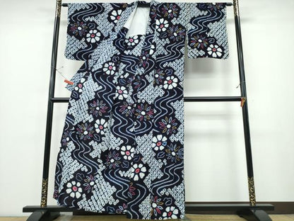 平和屋着物∴夏物 浴衣 有松鳴海絞り 流水菊文 綿 逸品 CABE8824ng