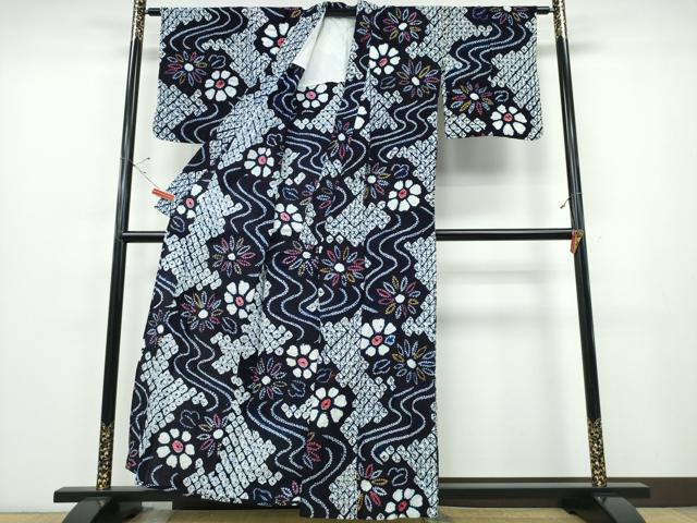 平和屋着物∴夏物 浴衣 有松鳴海絞り 流水菊文 綿 逸品 CABE8824ng