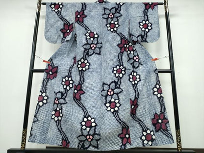 平和屋着物∴夏物 浴衣 有松鳴海絞り 枝花文 綿 逸品 CABE8826ng