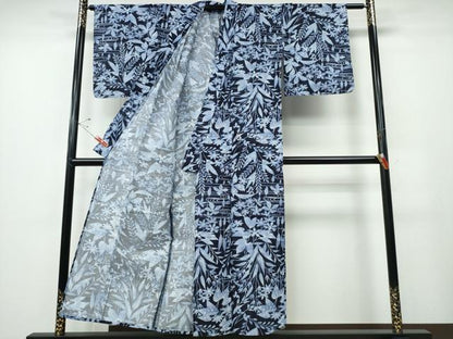 平和屋着物∴夏物 浴衣 綿絽 流水草花尽くし 綿 逸品 CABE8829ng