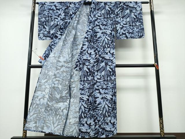 平和屋着物∴夏物 浴衣 綿絽 流水草花尽くし 綿 逸品 CABE8829ng